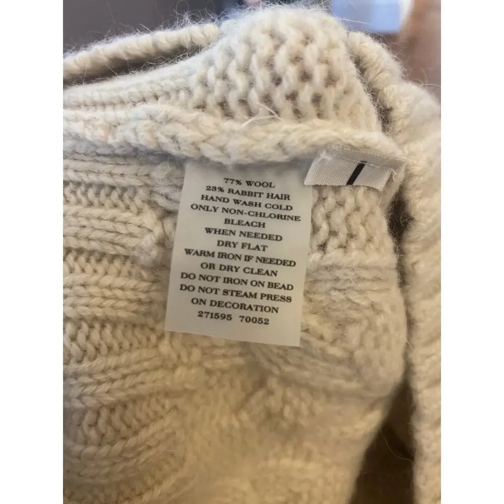 Ann Taylor pearl embellished wool and rabbit hair sweater size small P